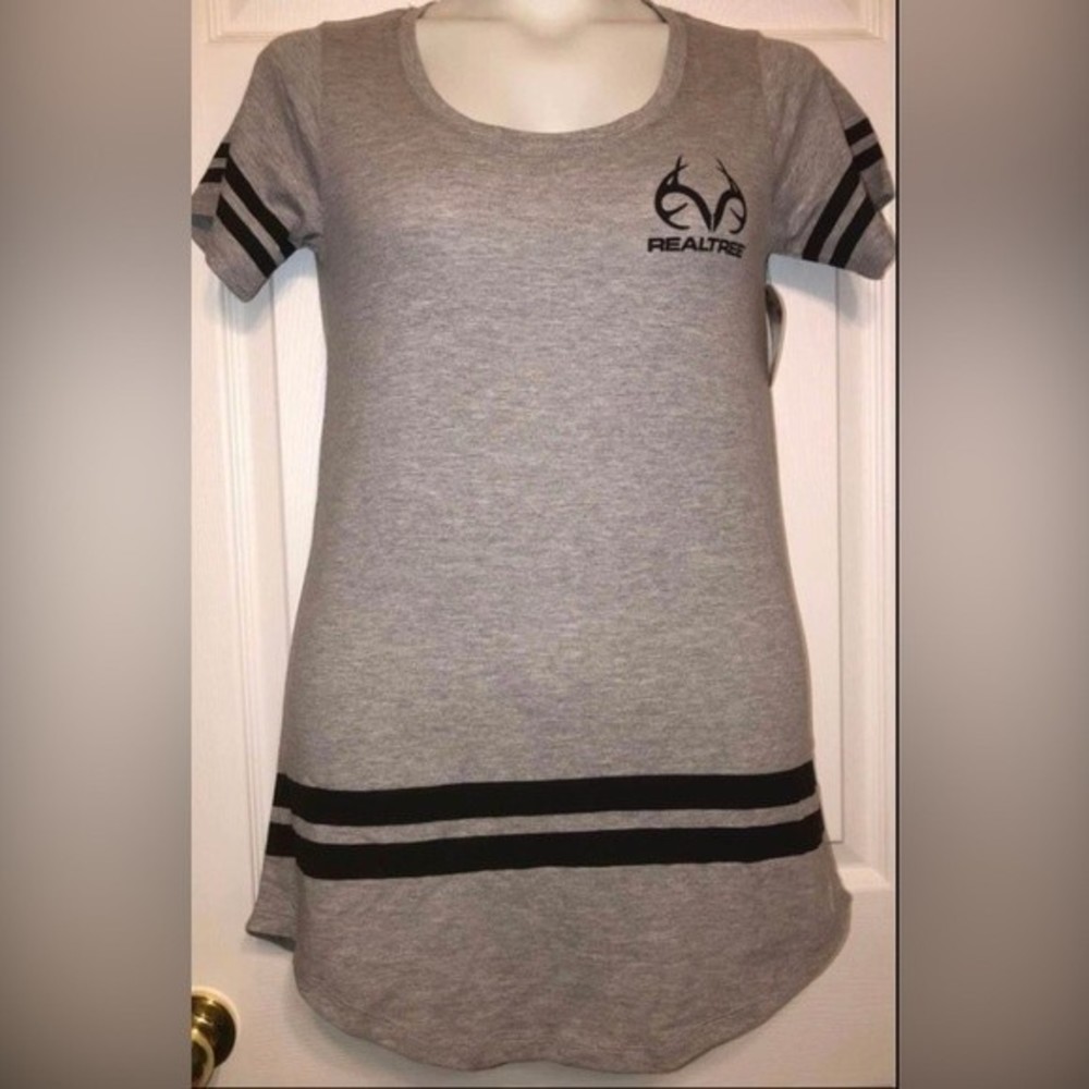 Realtree Logo Spellout Gray Sleep Shirt Nightshirt Sz S